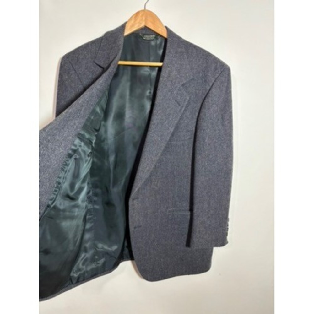 Vtg Tweed Nordstrom Broadmoor & Pike Herringbone Wool Blazer Mens 42S Short Coat - Picture 3 of 12
